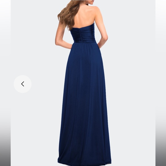 La Femme Navy Blue Ruched Bodice Surplice Formal Gown Bridesmaid Dress Size 10 - Picture 9 of 9